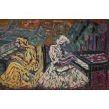 *Esther CARP (1897-1970) Les deux pianistes Huile sur panneau. 27 x 41 cm Née à Varsovie, Esther