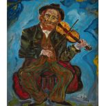 Karol ADLER (né en 1936) Le Violoniste Huile sur toile. Signée en bas à droite. 61 x 50 cm Mots clés