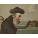 École moderne d’Europe de l’Est [KHROWCZENKO ?] Rabbin à la lecture Huile sur toile. Signée en bas à