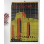 Olympic Games Los Angeles 1932 Souvenir Wall mat - Handpainted tapestry made of bamboo stripes,