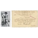 Olympic Games 1928 Autograph France Cycling - Black-and-white autograph card with orignal