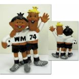 World Cup 1974. Official Mascot 25x22 cm - „Tip & Tap“, large coloured plastic figure, 25x22 cm.