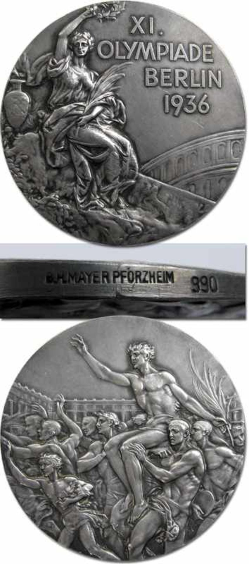 Silver Winner's Medal: Olympic Games Berlin 1936 - For a 2nd place. Stamped on the rim "B.H.Mayer,