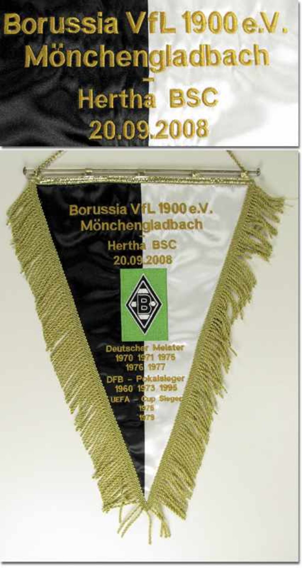 Football match pennant 2008. Moenchengladbach -Mönchengladbach-Wimpel 12 - Dekorativer Spielwimpel