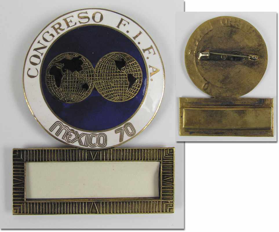 World Cup 1970. Participation badge FIFA Congress - „Congreso F.I.F.A. Mexico 70“ Official FIFA