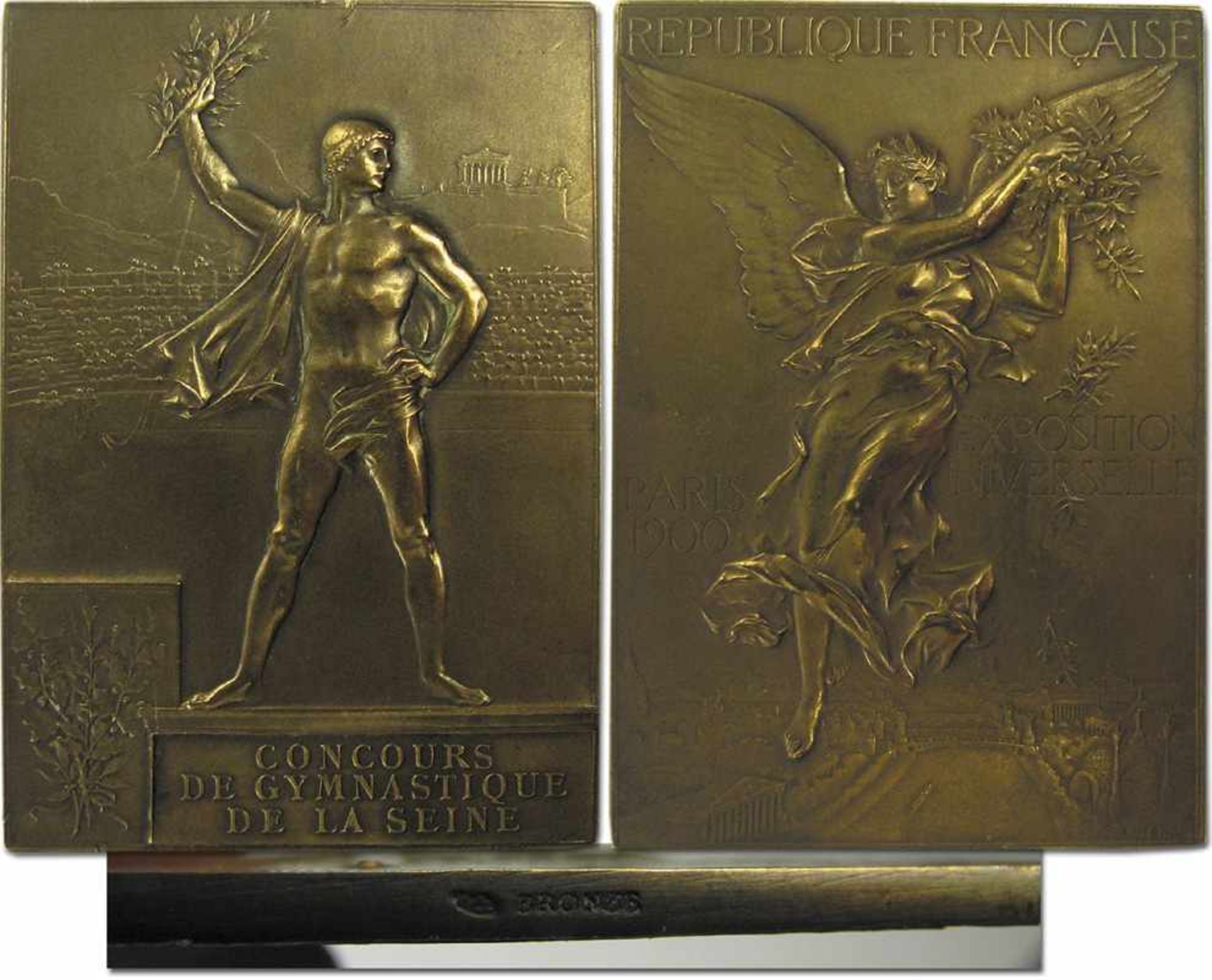 Winner's Medal: Olympic Games 1900. - Bronzer Medal for Gymnastics: The front shows „Republic