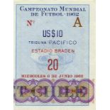 FIFA World Cup 1962. Ticket Argentina vs. Hungary - World Cup 1962 Ticket: Argentina vs. Hungary