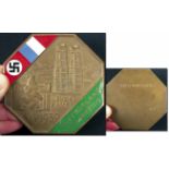 Rare German Plaque 1939. Germany vs France - Commemorative plaque of honour with m/c enamelling