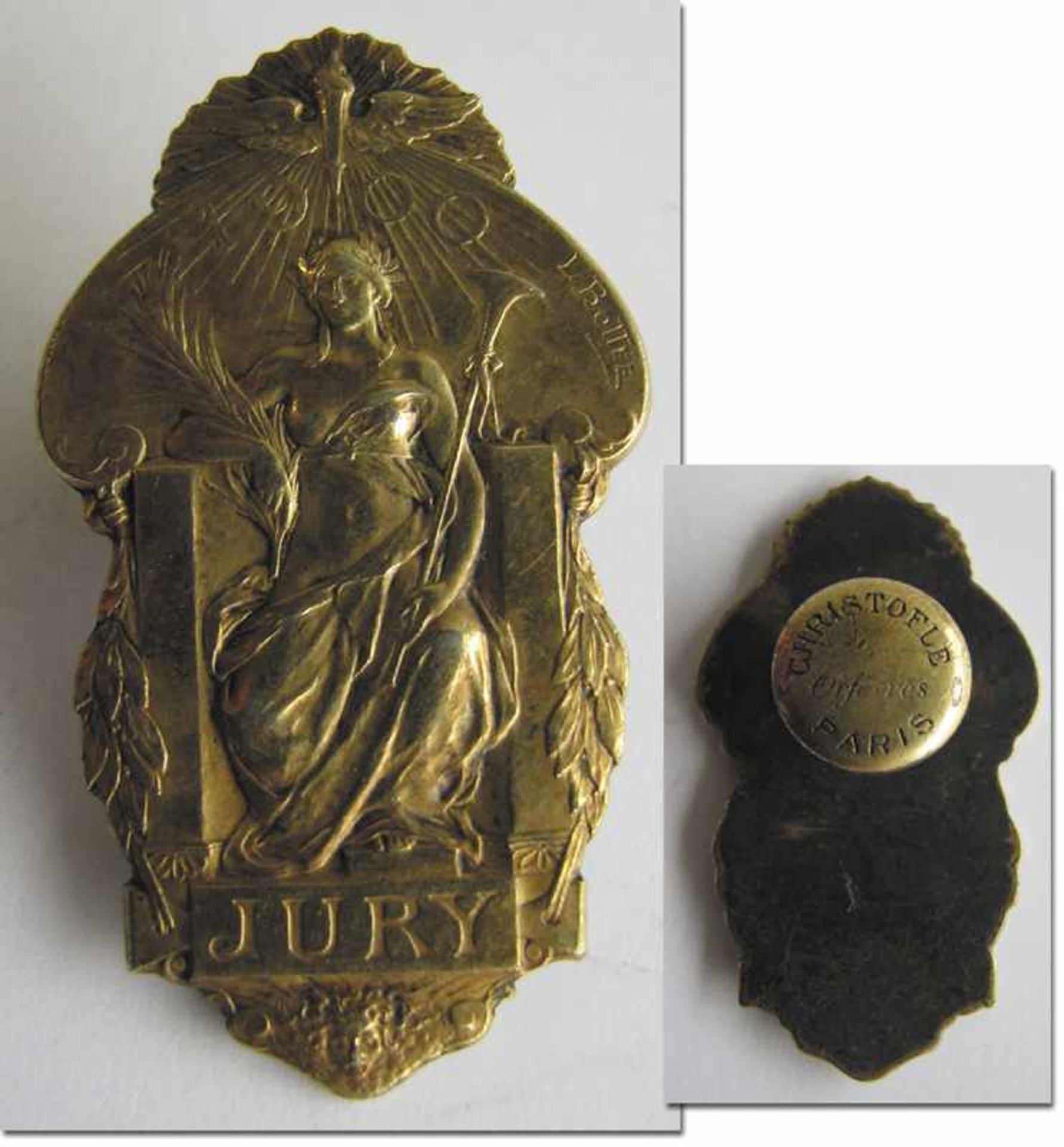 Olympic Games 1900. Judge´s badge - Paris 1900 "Jury" Designed by "Christofle,Paris". Silver, gold