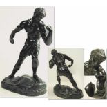 Bronze sculpture boxer, bronze hollow cast 1900 - Large Boxer bronze sculpture, artist: Jef Lambeaux