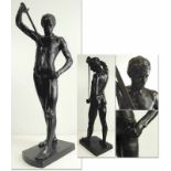 Bronze sculpture fencer with sword appro. 1920 - Large bronze sculpture fencer with sword, solid