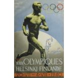 Olympic games Heslinki 1940 Official Poster - in french language. MC lithography. 101 x 63 cm.