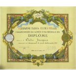 Weightlifting WC 1951 Participation diplom - Official participant diploma for the World