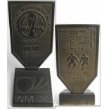 FIFA World Cup 1974 Bronzesculpture Poland - Bronze plaque on bronze pedestal (8 x 7.5 cm) with