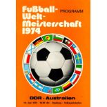 World Cup 1974. Programm GDR v Australia - 14th June 1974 in Hamburg. Official programme. Size