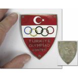 Olympic Games Berlin 1936 Turkey Car plaque - Official car plaque of the Turkish Olympic Committee