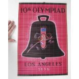 Olympic Games Los Angeles 1932 Souvenir Wall mat - Handpainted tapestry made of bamboo stripes