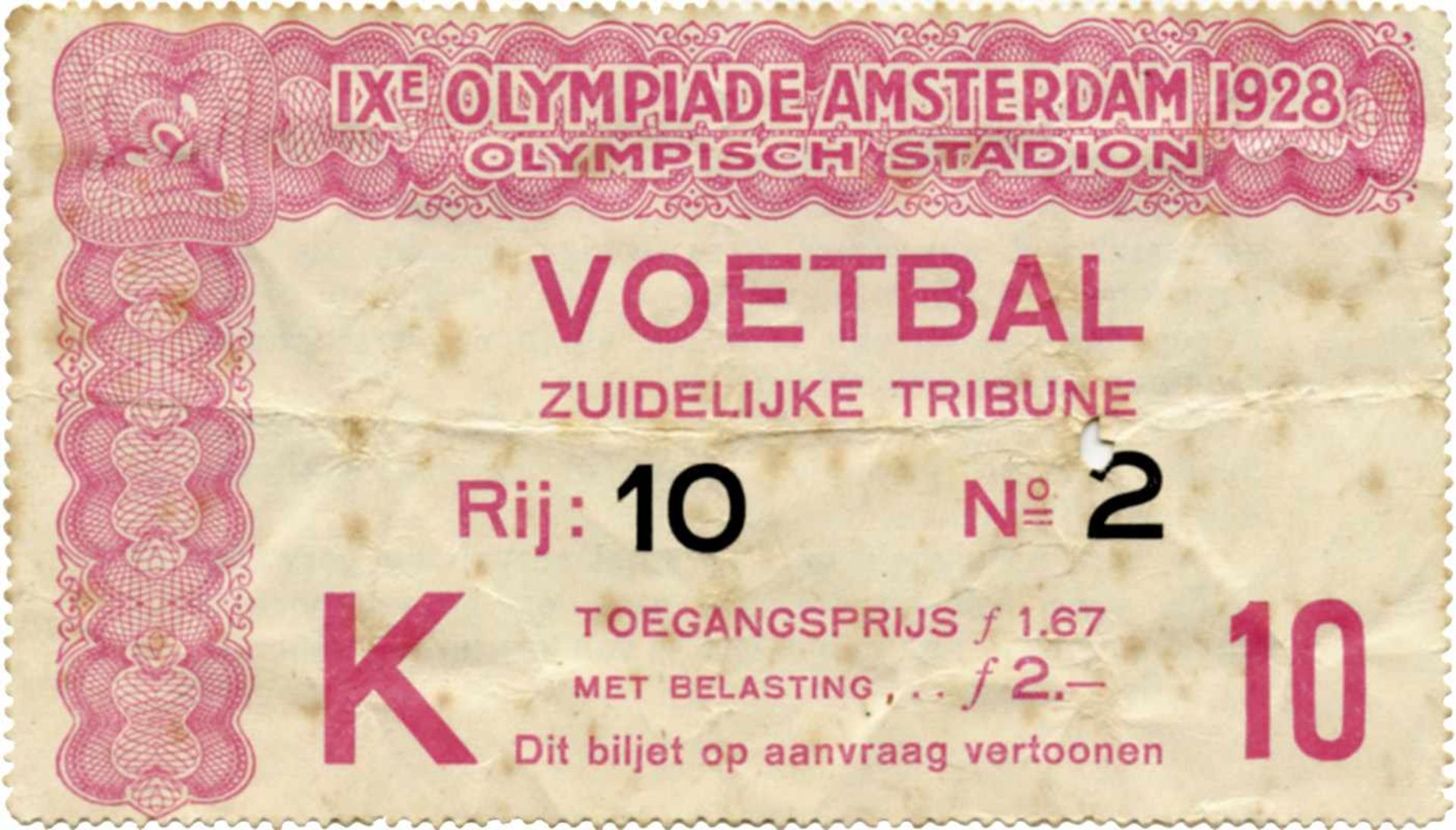 Olympic Games 1928. Football Ticket GER v Uruguay - 9th Olympic Games in Amsterdam 1928. Olympic