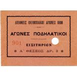 Olympic Games 1906. Official stadium Ticket - Olympic Games 1906. Official stadium ticket for the