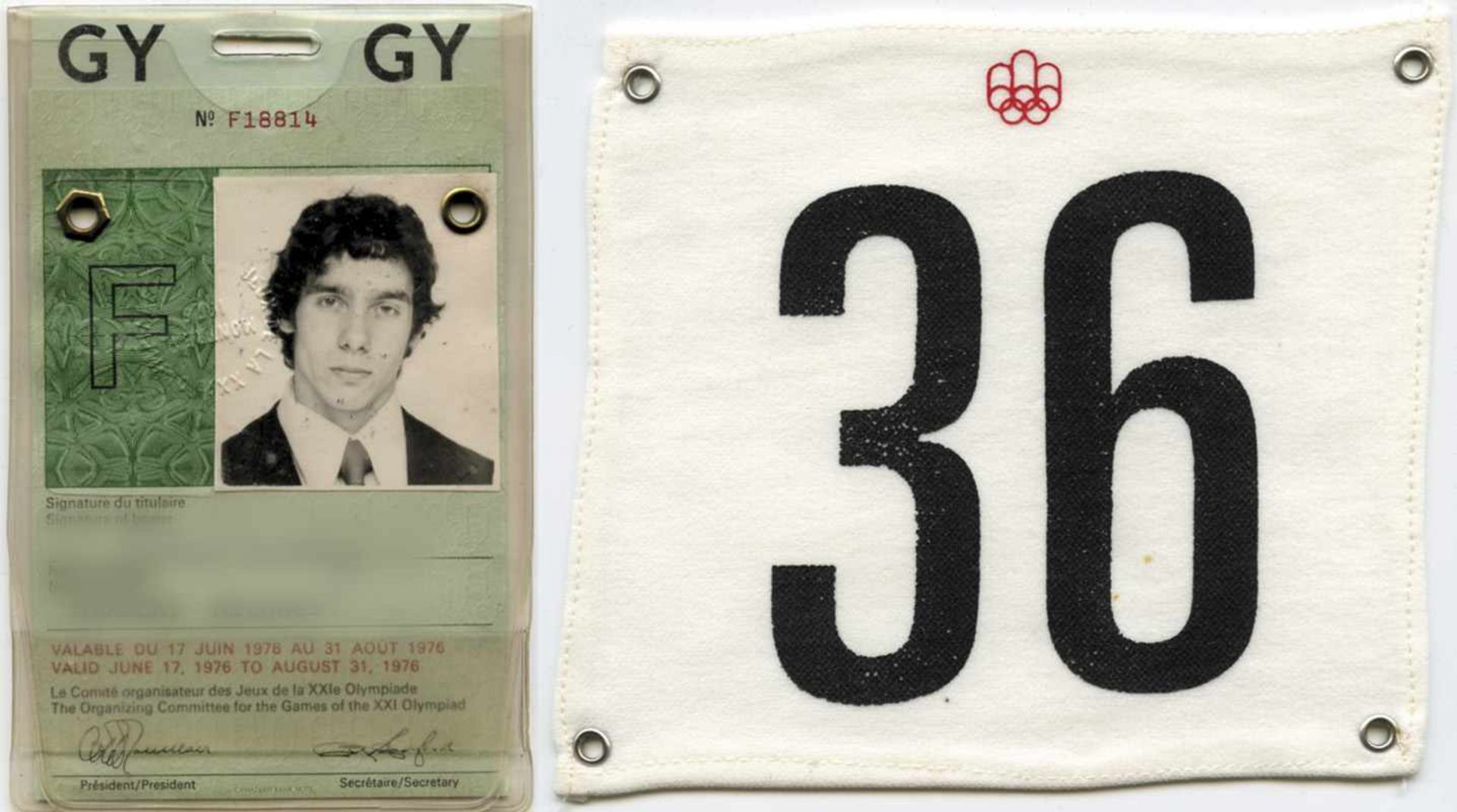 Olympic Games 1976. original Bib number montreal - Official number, made of stretch cloth. Worn by a