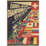 Poster Cycling World Championships 1936 - Zurich et Berne Championnats du Monde Cycliste, 29 Août au