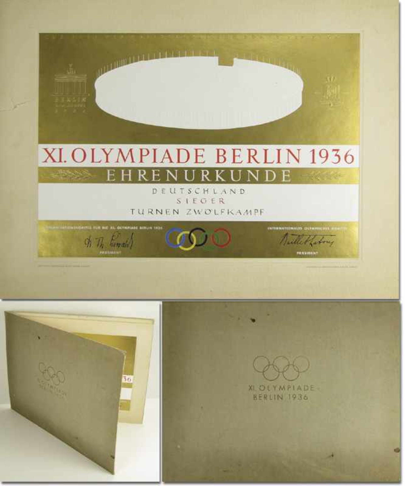 Olympic Games Berlin 1936. Winner´s Diploma - Original winner diploma of German Alfred