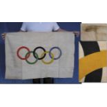 Olympic Games Berlin 1936. Big flag 112x79 cm - Big colored printed flag with Olympic rings. Cotton,