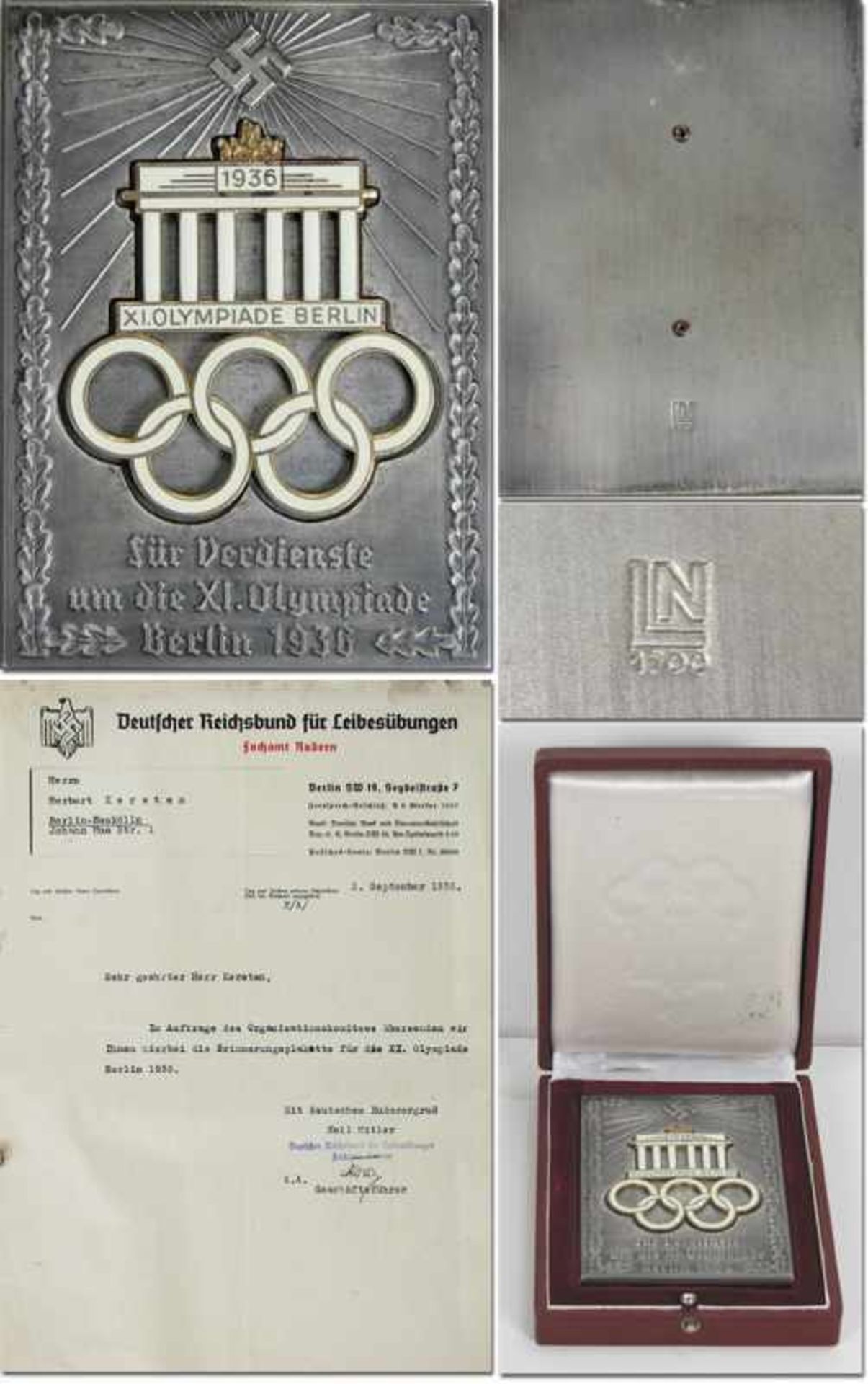 Olympic games Berlin 1936. Plaque of honour - „Für Verdienste um die XI.Olympiade Berlin 1936“.