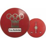 Olympic Games Berlin 1936 Technical Service Badge - Official red, bakelite silver embossed