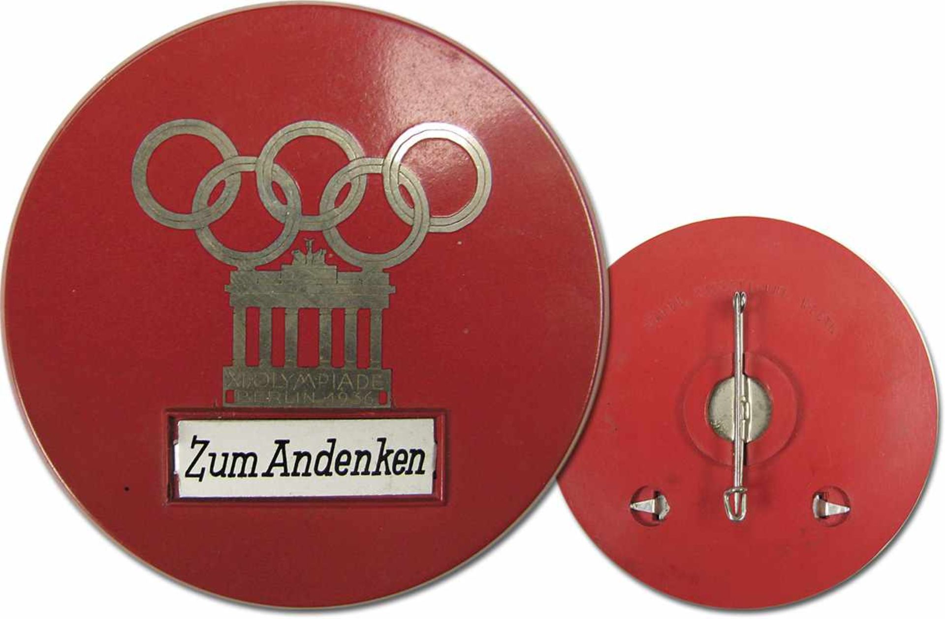 Olympic Games Berlin 1936 Technical Service Badge - Official red, bakelite silver embossed