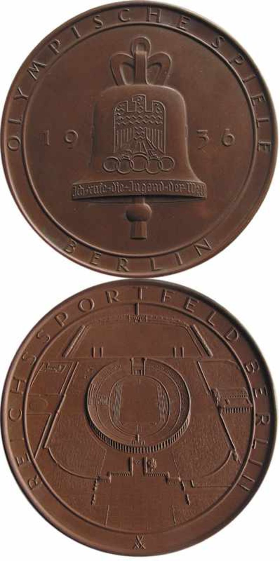 Olympic Games 1936 Porcelain medal from Meissen - commemorating the Olympics in Berlin. Olympic Bell