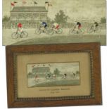 Olympic Games 1900 Cycling silk picture Stadium - "Souvenir de l´Exposition Universelle Paris 1900".