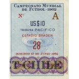 World Cup 1962. Ticket CSR v Hungary - Original ticket of the Football World Cup in Chile 1962.