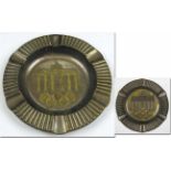 Olympic Games Berlin 1936 Souvenir Brass Ashtray - Round brass ashtray with Olympic Rings and