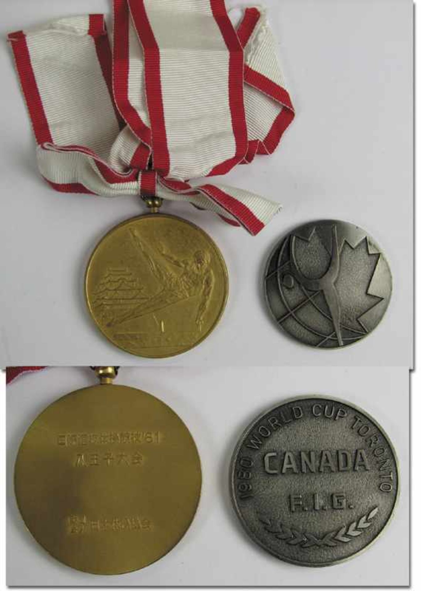 Gymnastic Medals 1980 + 1981 - Two winner medals gymnastics for a medallist at the Olympic games