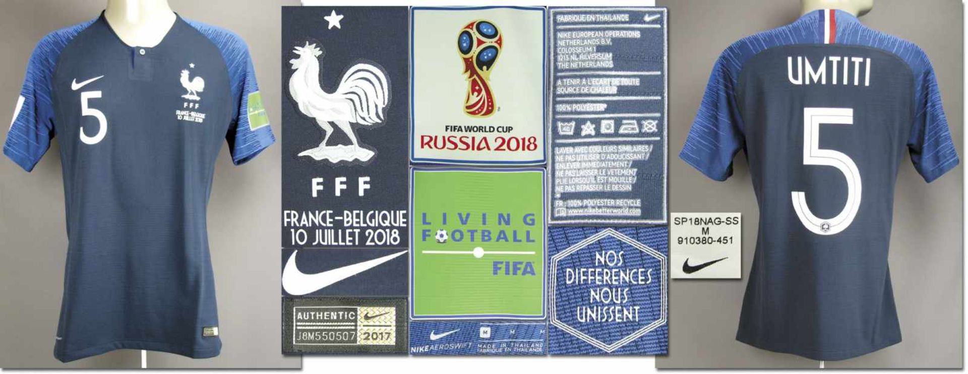 World Cup 2018 match worn football shirt France - Original match worn shirt France with number 5.