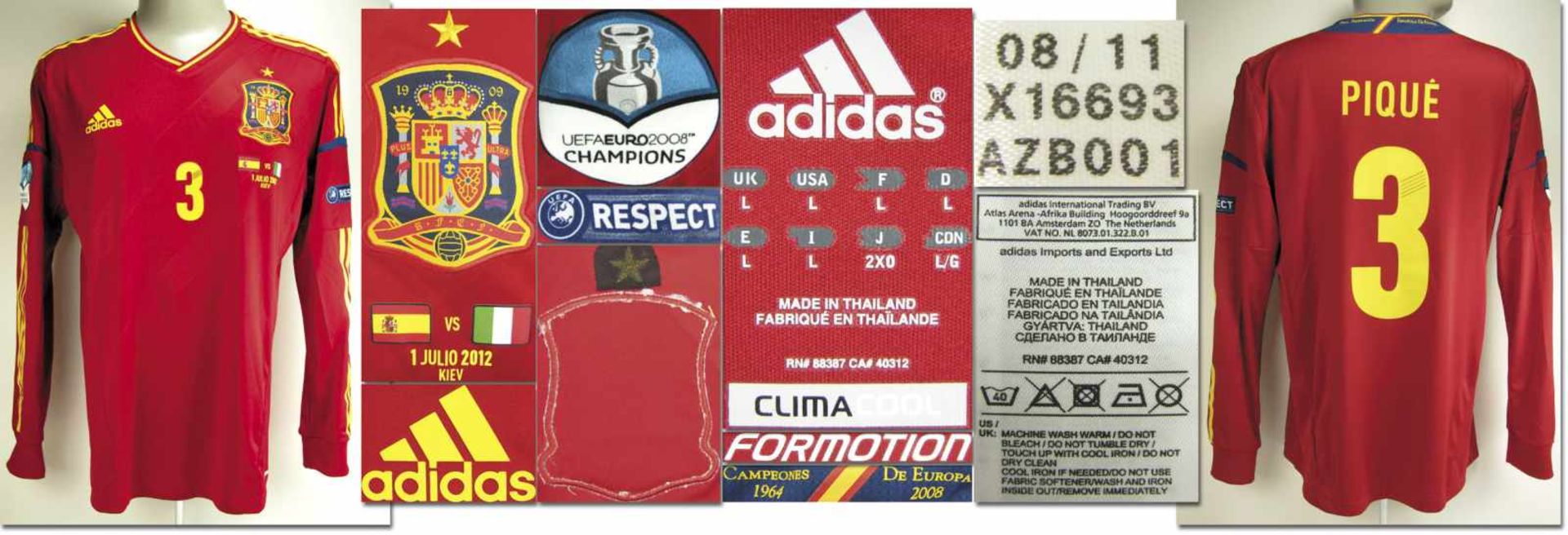 UEFA Euro 2012 match worn football shirt Spain - Original match worn shirt Spain with number 3. Worn