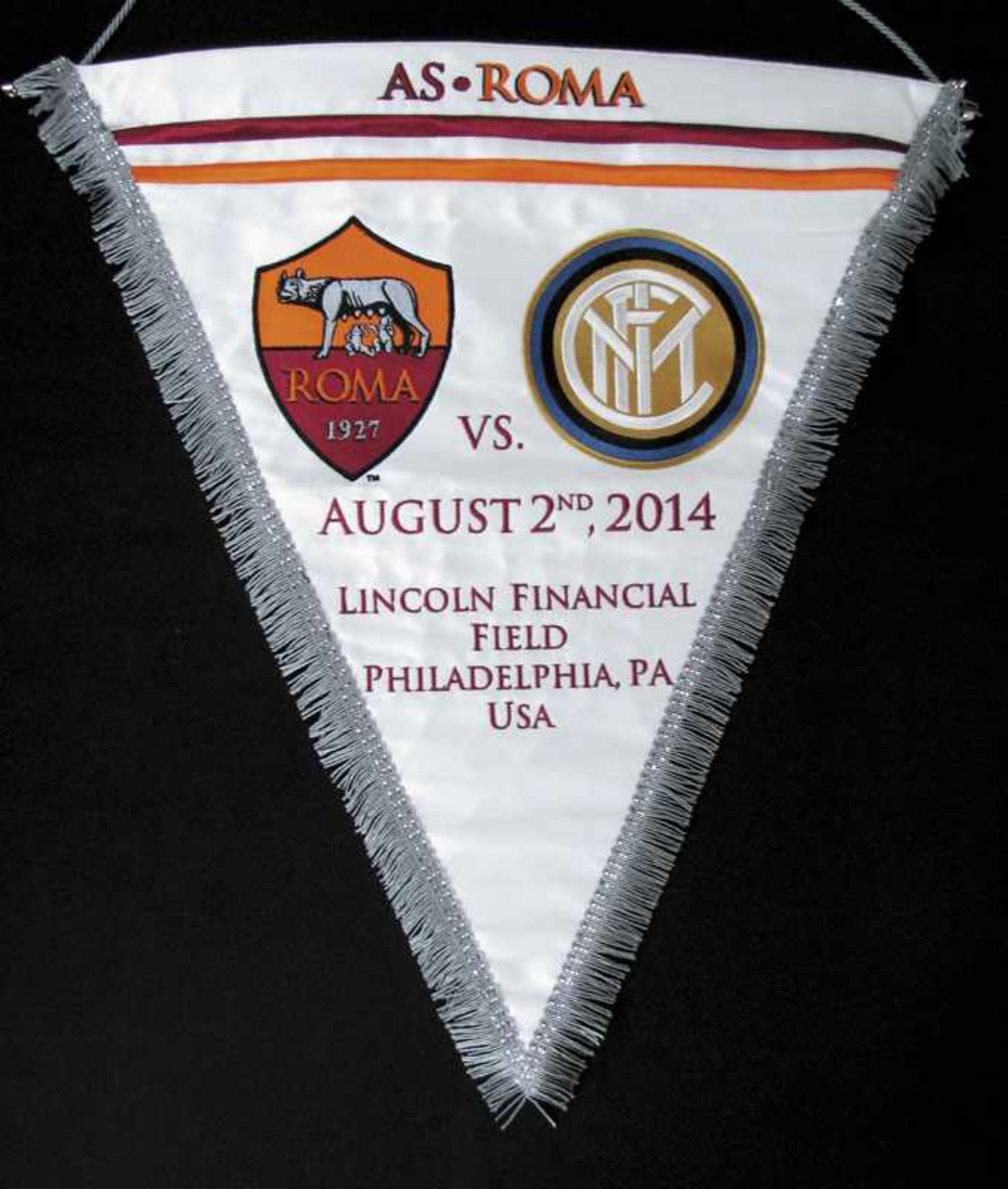 Football Match Pennant AS Roma Inter Milano 2014 - Official match pennant AS Rome on occasion of the