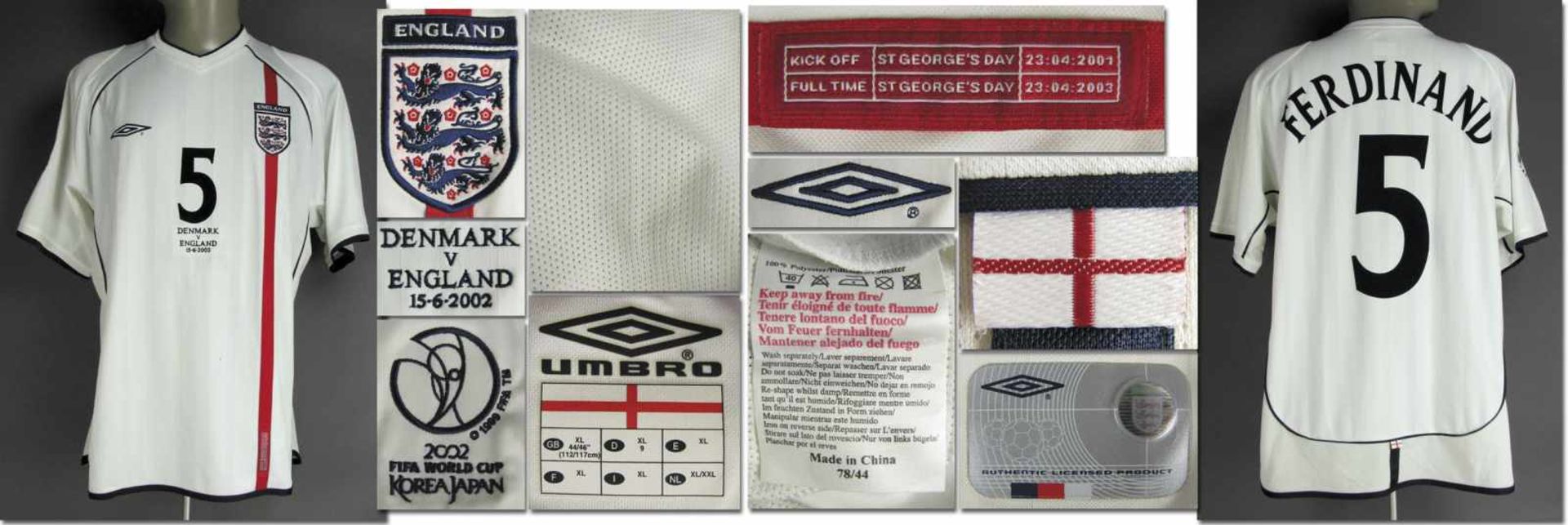 World Cup 2002 match worn football shirt England - Original match worn shirt England with number