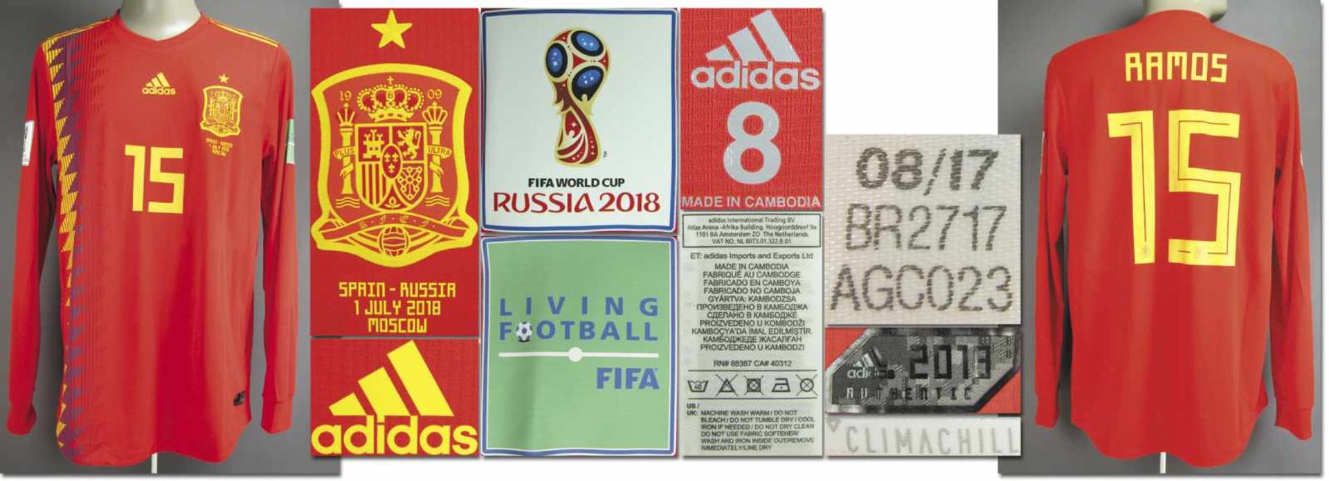 World Cup 2018 match worn football shirt Spain - Original match worn shirt Spain with number 15.