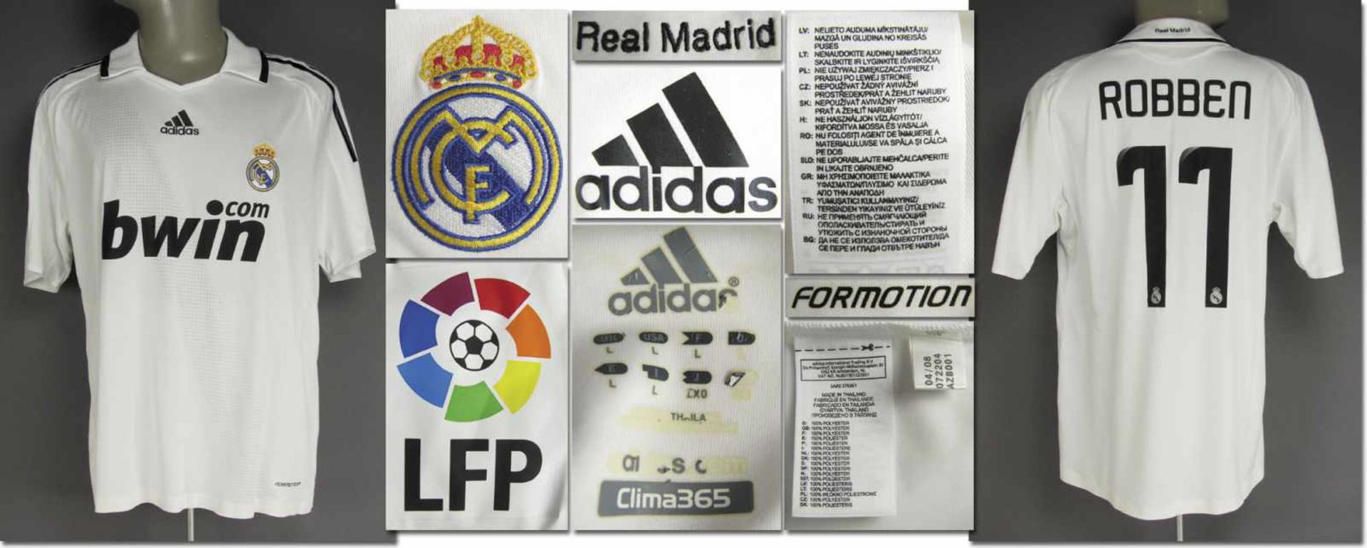 match worn/issued football shirt Real Madrid 2008 - Original match worn shirt Real Madrid with