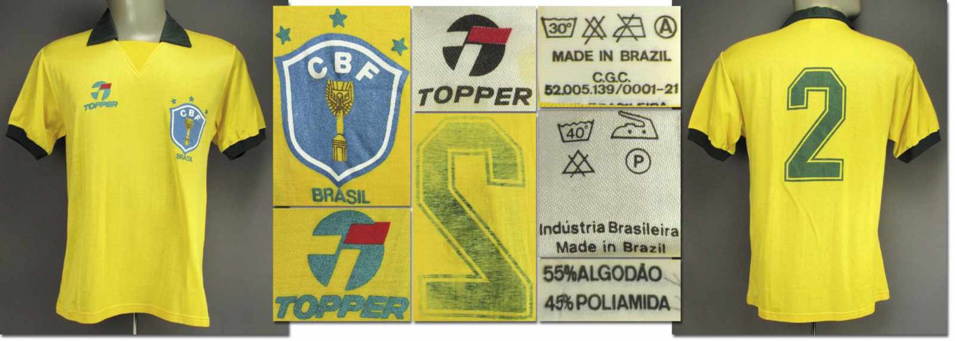 World Cup 1990 match worn football shirt Brazil - Original match worn shirt Brazil with number 2.