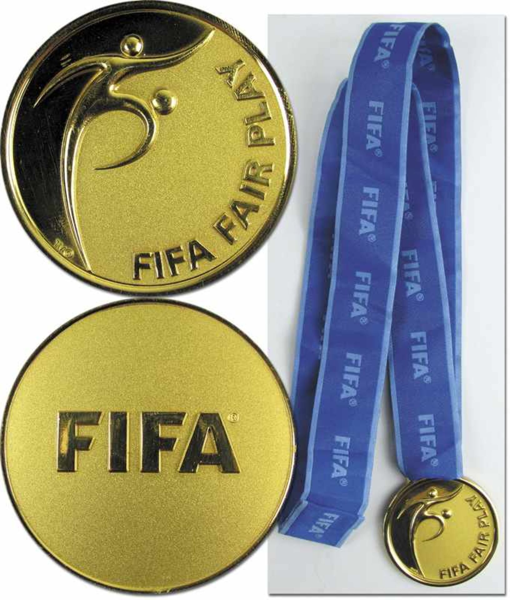 World Cup 1998 - 2018 FIFA Fair Play medal - Original "FIFA Fair Play" medal. Gilt bronze, 5 cm with