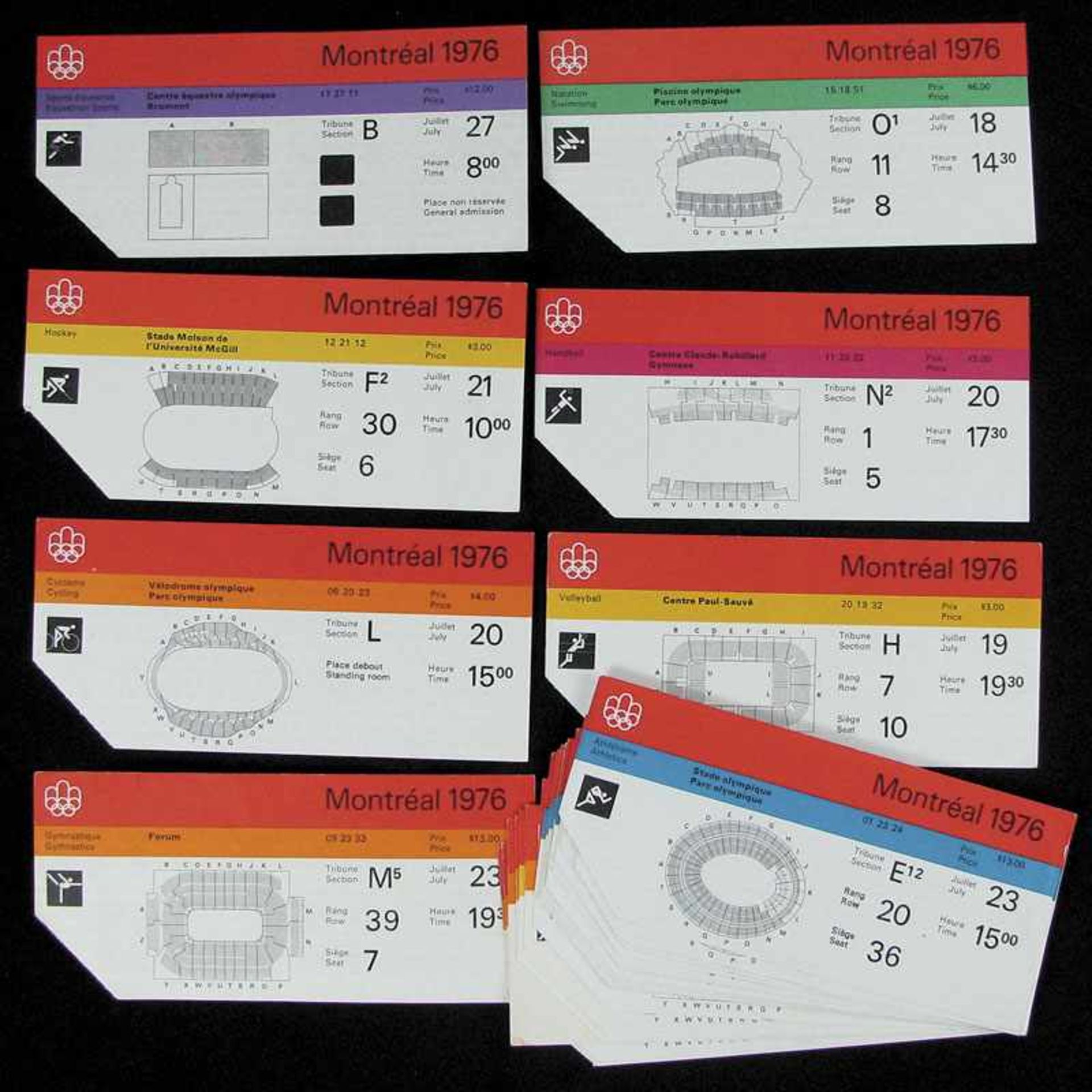 24 Ticket Olympic Games 1976 Various Sport Events - 24 different tickts from the Olympic Summer
