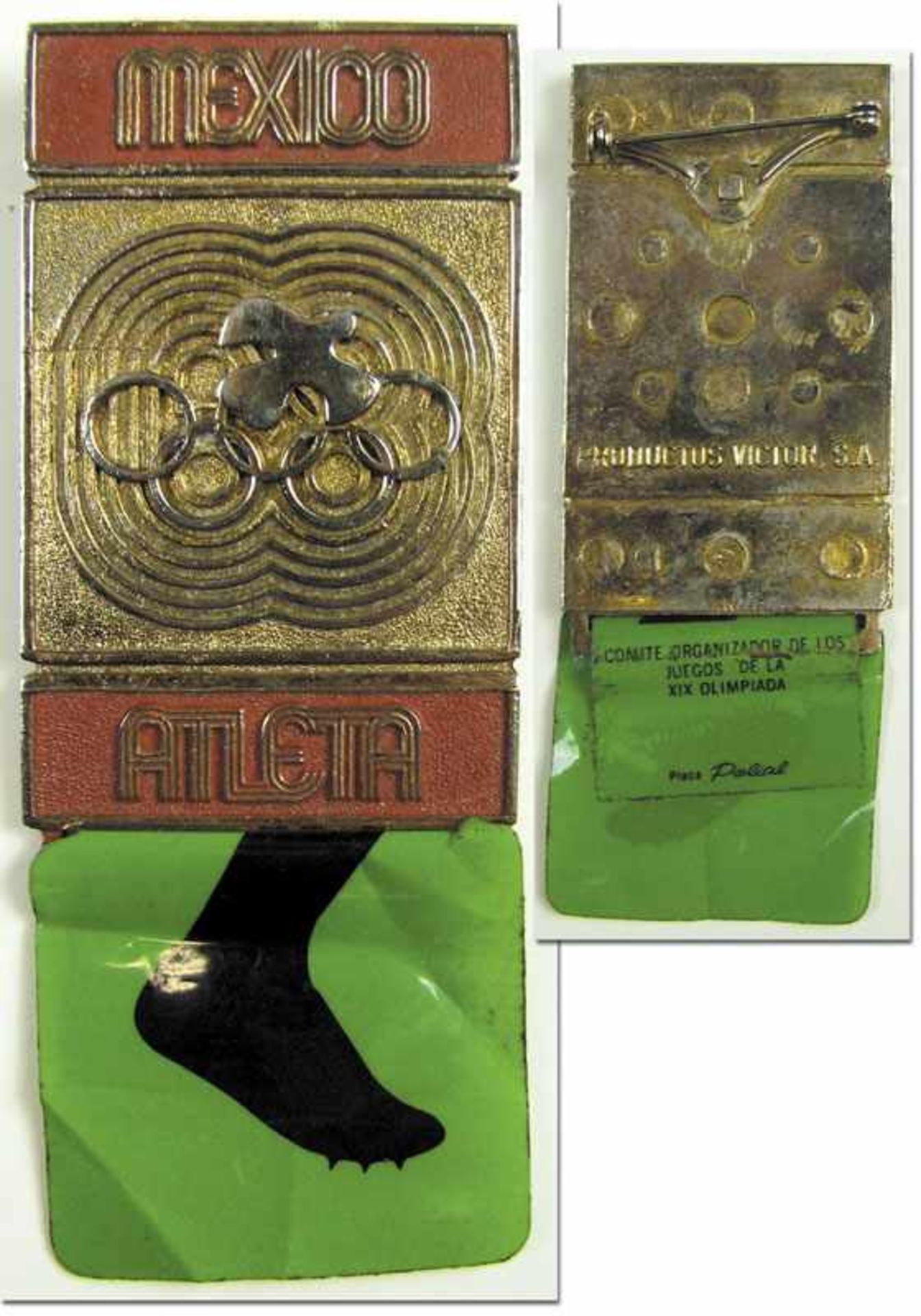 Olympic Games 1968. Participation Badge Atleta - Participants badge Olympic Games Mexico 1968. „