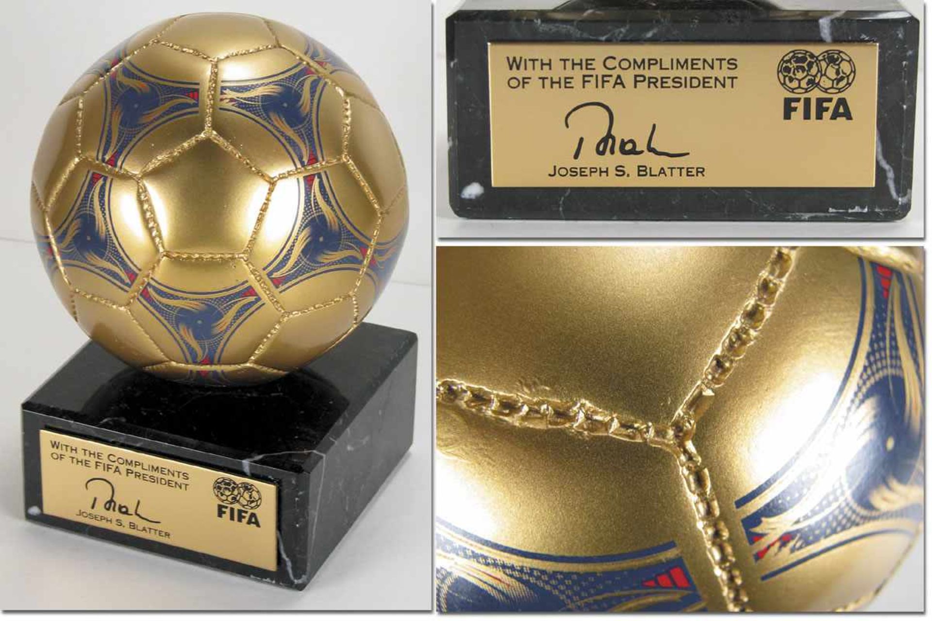 FIFA Ball 2000 Metall + Marble 3,2 Kg 18,5 cm - Official present o the former FIFA president