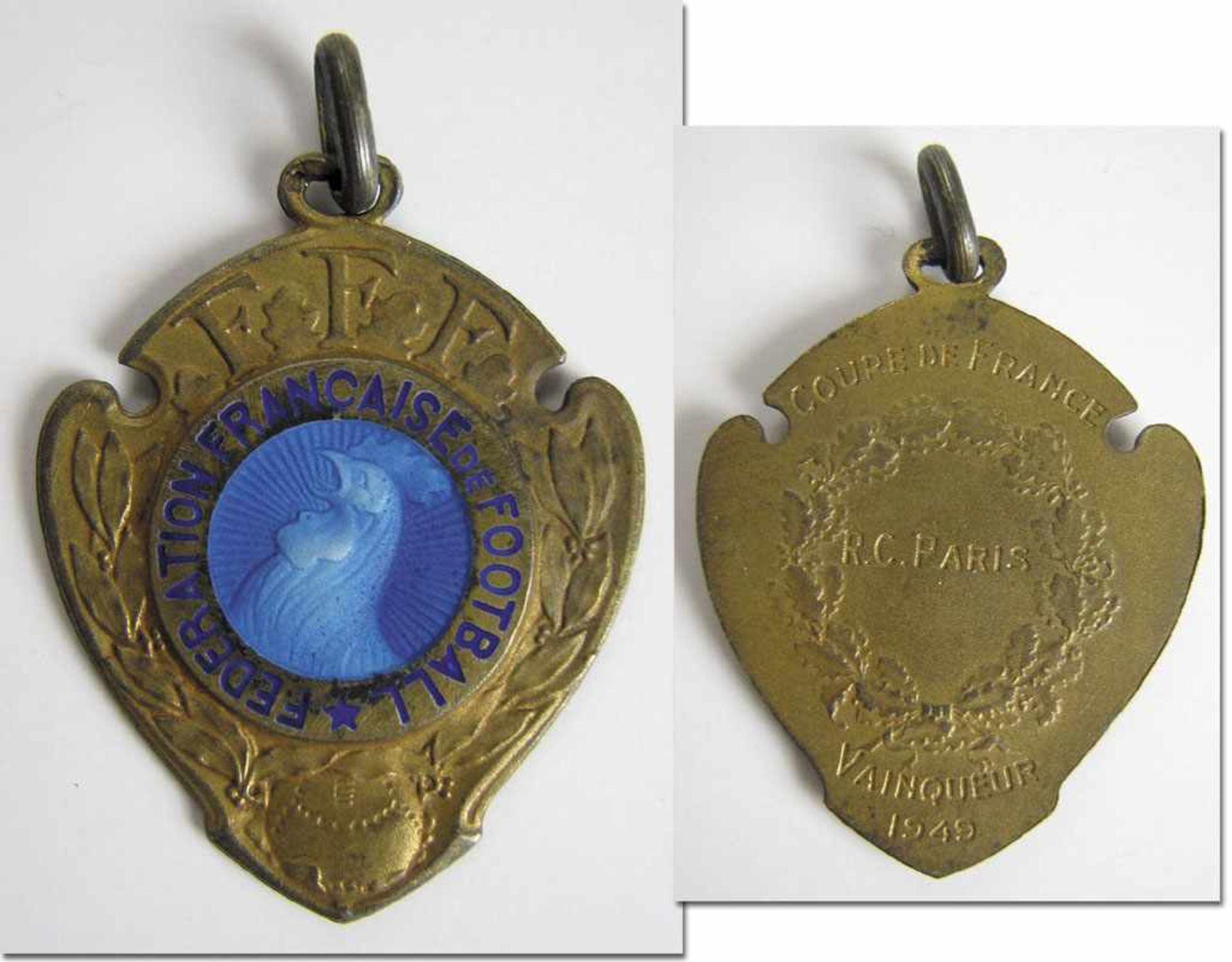 Winner medal French Football Cup 1949 Racing Pari - Official winner medal of the French FA (FFF) for