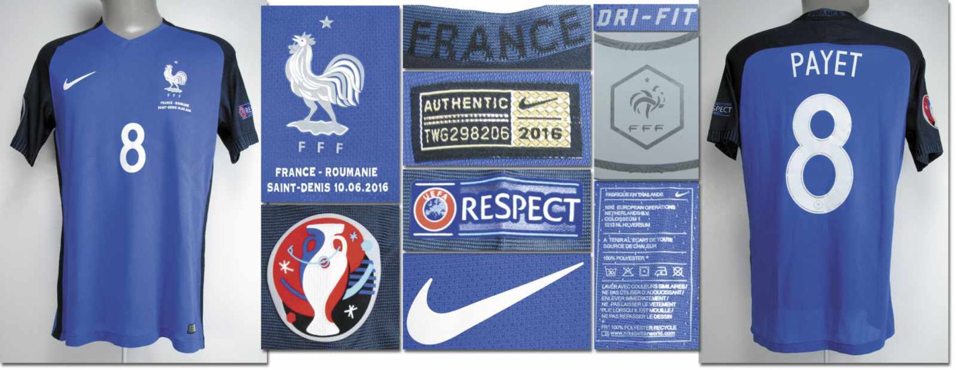 UEFA Euro 2016 match worn football shirt France - Original match worn shirt France with number 8.