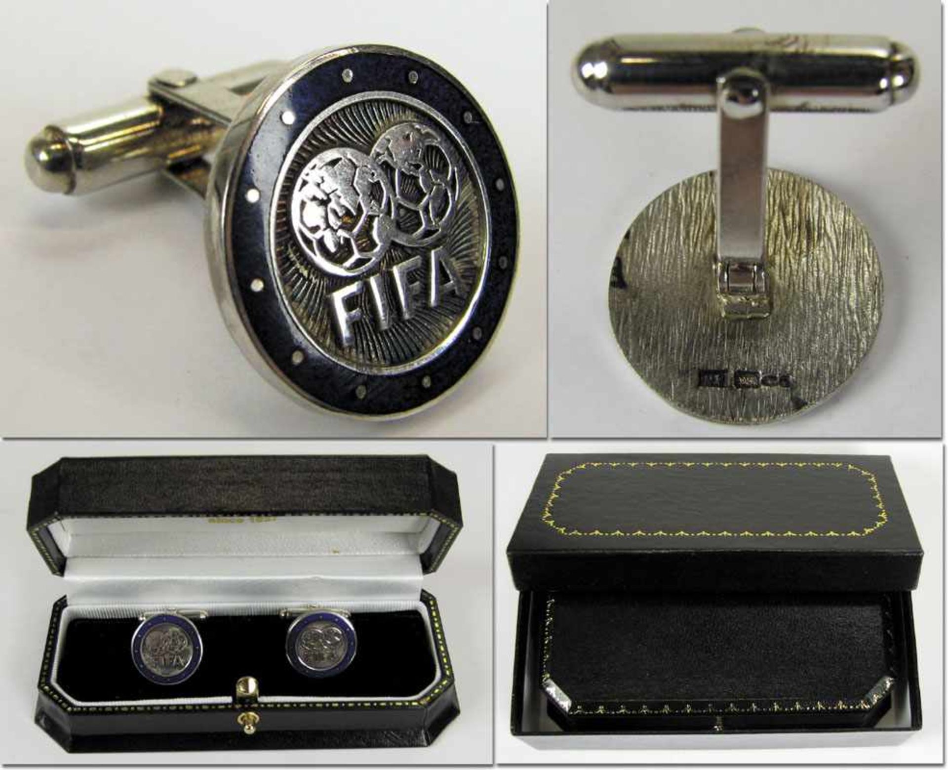 Football Silver Cufflinks FIFA World Cup 1982 - Silver cuff links of FIFA. With FIFA emblem in