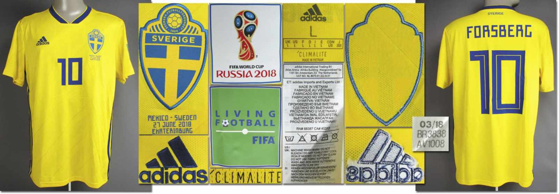 World Cup 2018 match worn football shirt Sweden - Original match worn shirt Sweden with number 10.